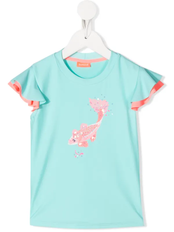 ruffle sleeve swim top