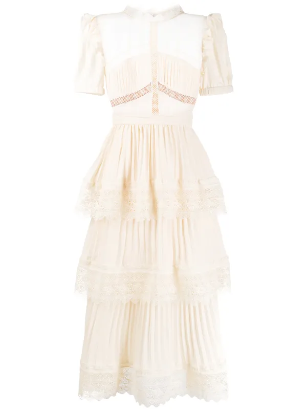 lace trim midi dress
