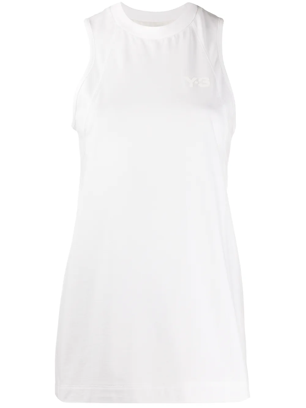 Y-3 Logo Print Longline Tank Top In White
