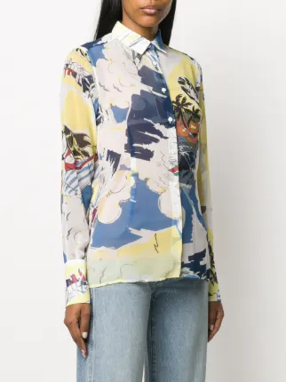 tropical print long sleeve shirt展示图