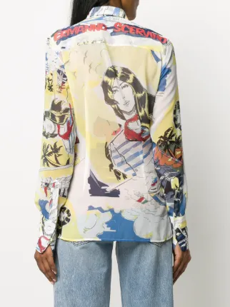 tropical print long sleeve shirt展示图