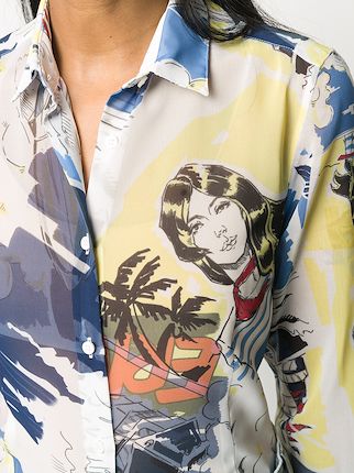 tropical print long sleeve shirt展示图