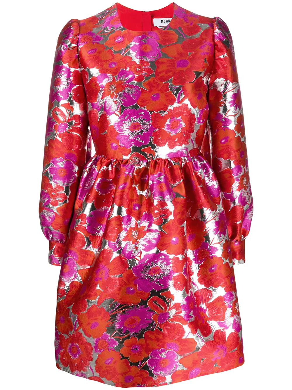 MSGM floral jacquard flared dress | Red | Image 1