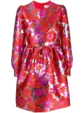 MSGM floral jacquard flared dress