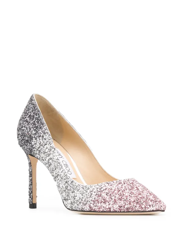 Jimmy Choo Romy glitter-embellished Pumps | Silver | FARFETCH