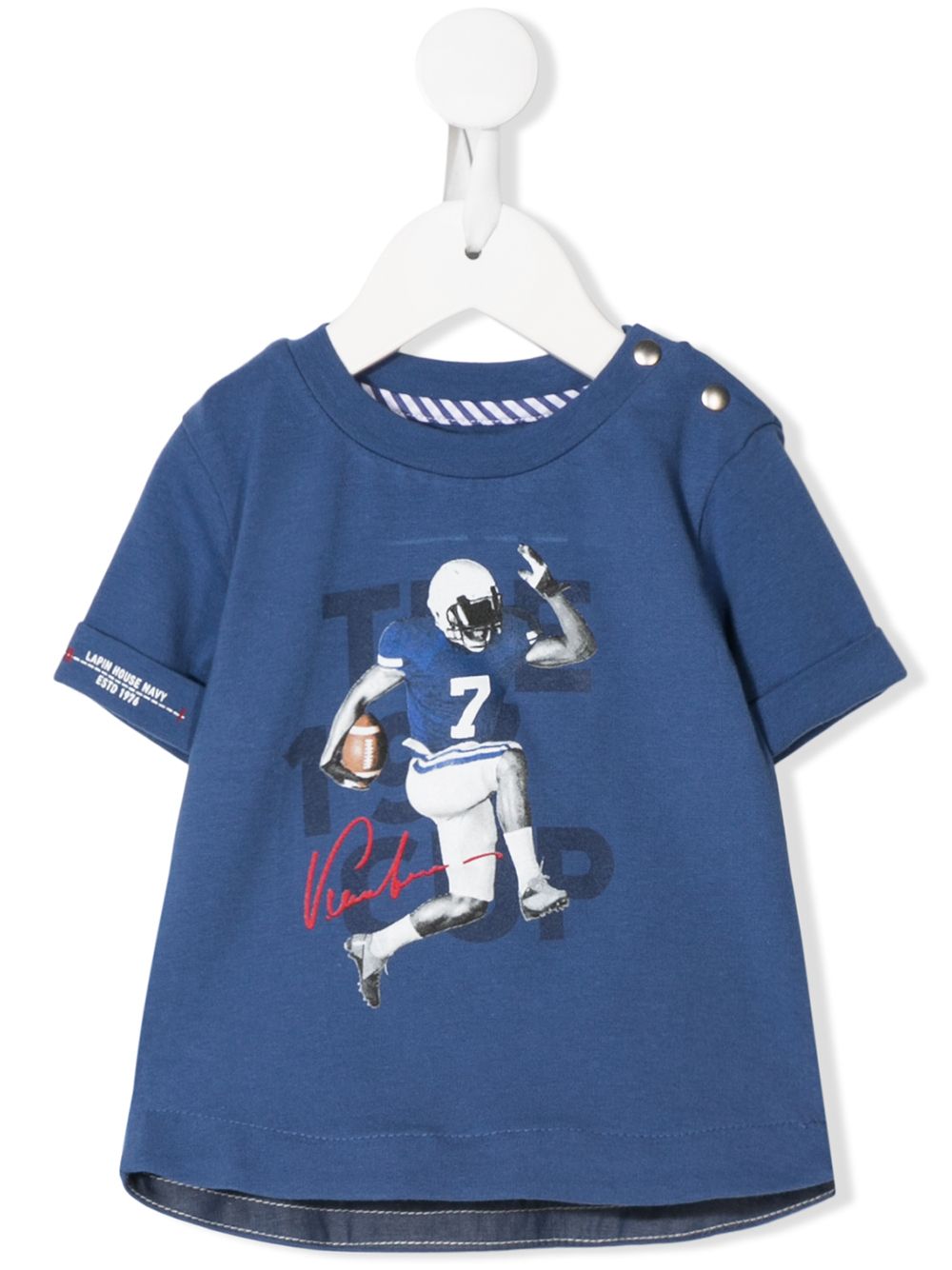 Lapin House Babies' Football Player Print Curved Hem T-shirt In Blue