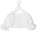 Mimilù ruffled cuff scalloped cardigan - White