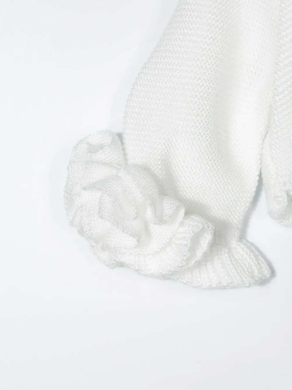 Mimilù Ruffled Cuff Scalloped Cardigan In White