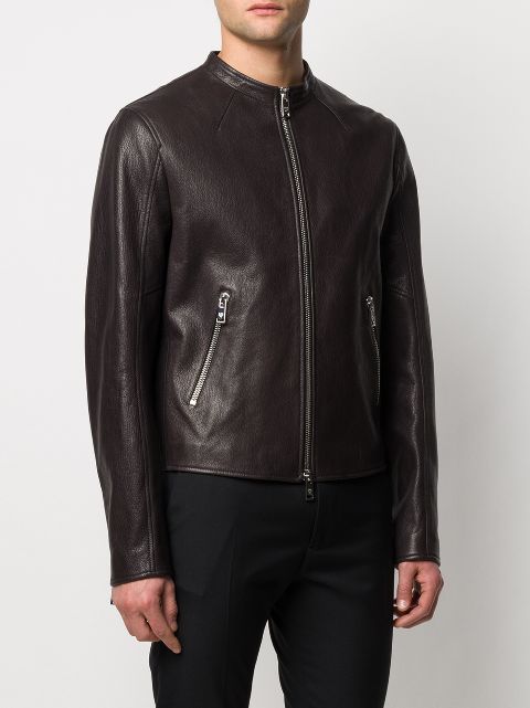 mcm black leather jacket