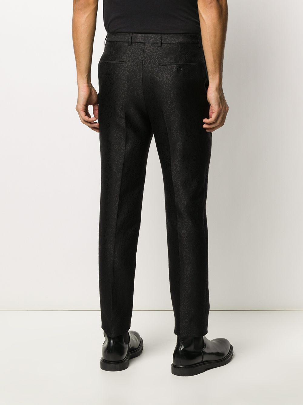 Shop Saint Laurent Floral Print Cropped Trousers In Black