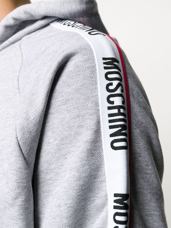 moschino tape hoodie grey