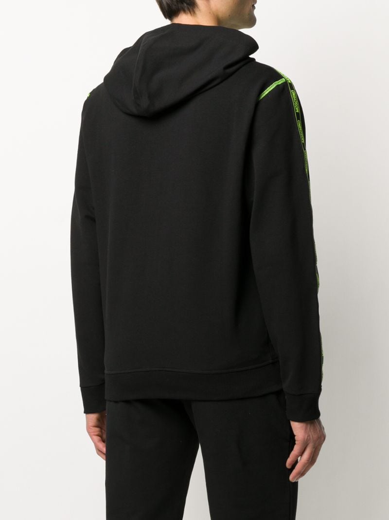 Shop Moschino Neon Logo Zip Hoodie In Black