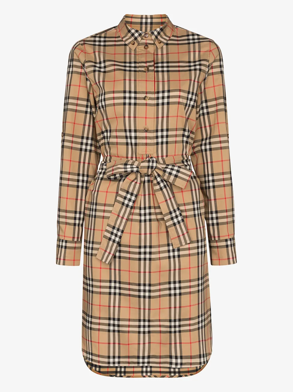 Shop Burberry Neutral Vintage Check Shirt Dress In Brown