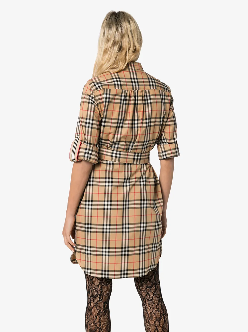 Shop Burberry Neutral Vintage Check Shirt Dress In Brown