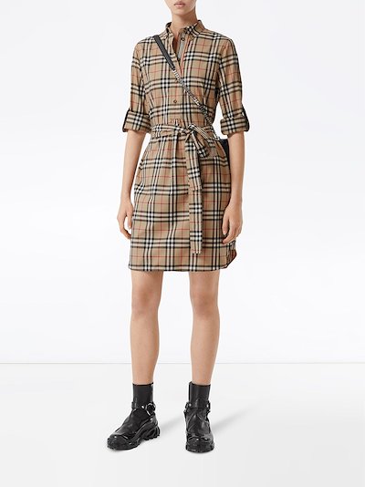 Burberry Vintage check tie-waist shirt dress brown | MODES