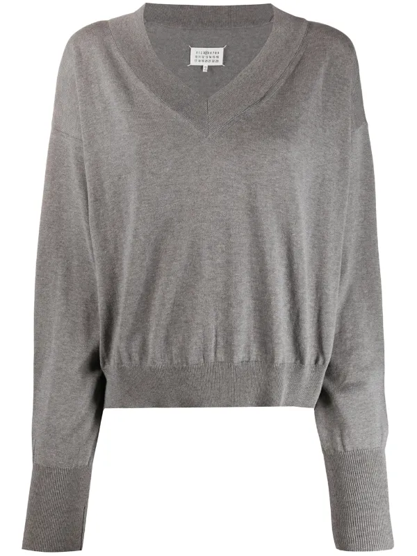 grey v neck sweatshirt