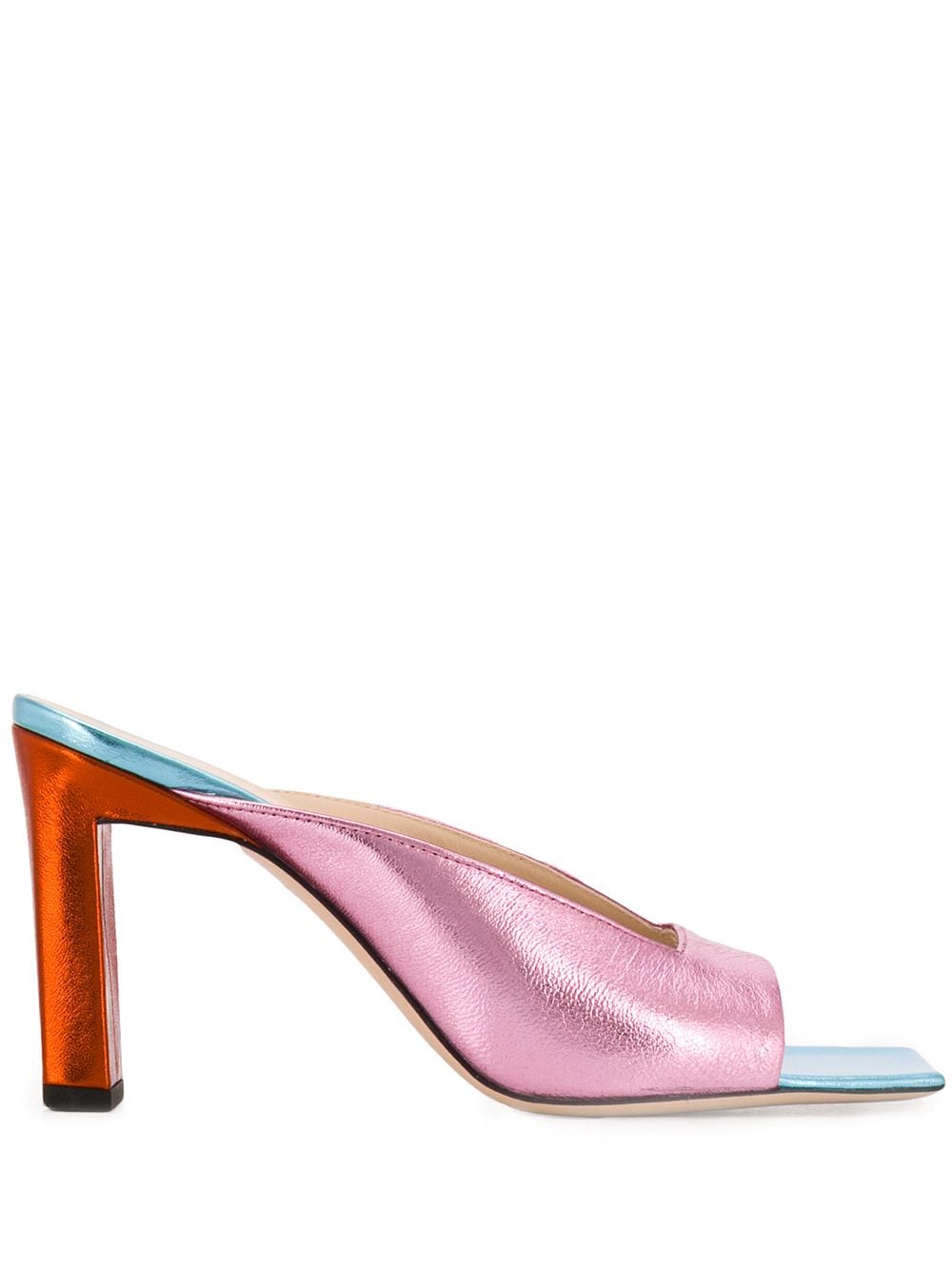 metallic pink mules