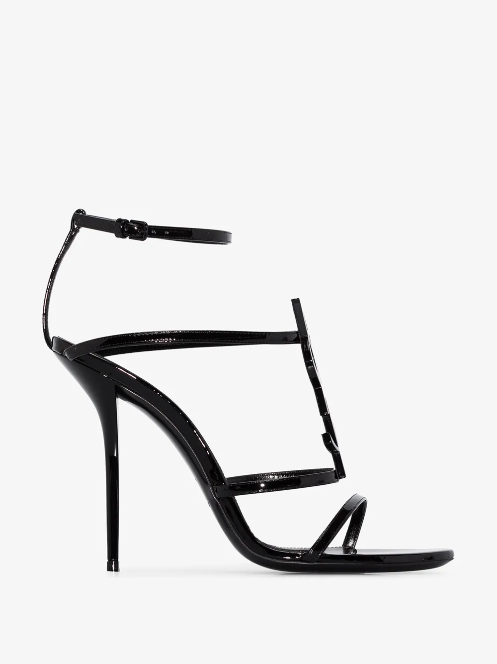 SAINT LAURENT SAINT LAURENT BLACK CASSANDRA 110 PATENT LEATHER SANDALS,5358150NPVV14807280