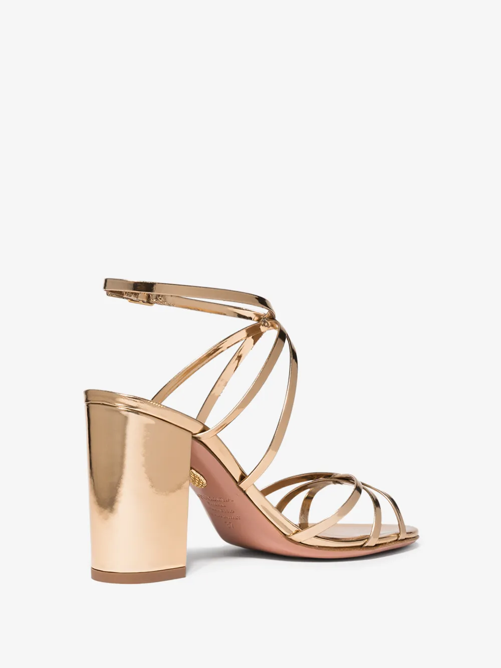 Aquazzura Gin 85 Metallic Patent-leather Sandals In Gold | ModeSens