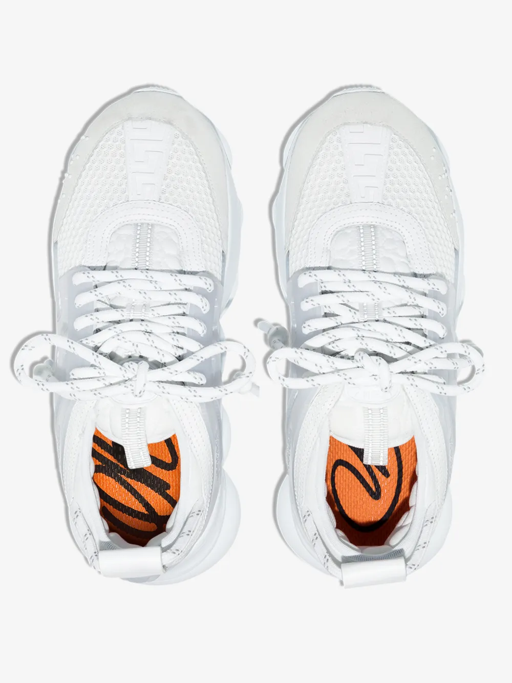 VERSACE WHITE CHAIN REACTION MESH SNEAKERS,DSR705GD7CTG14807314