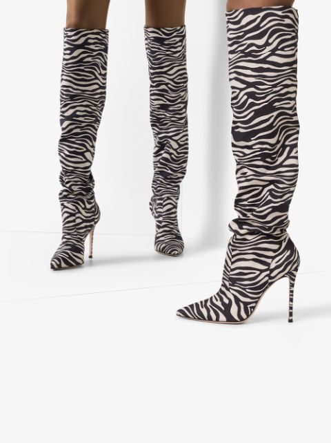 zebra print knee high boots