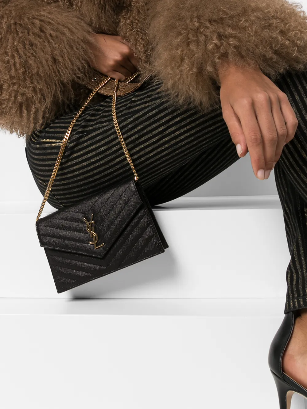 ysl 绗缝皮质单肩包