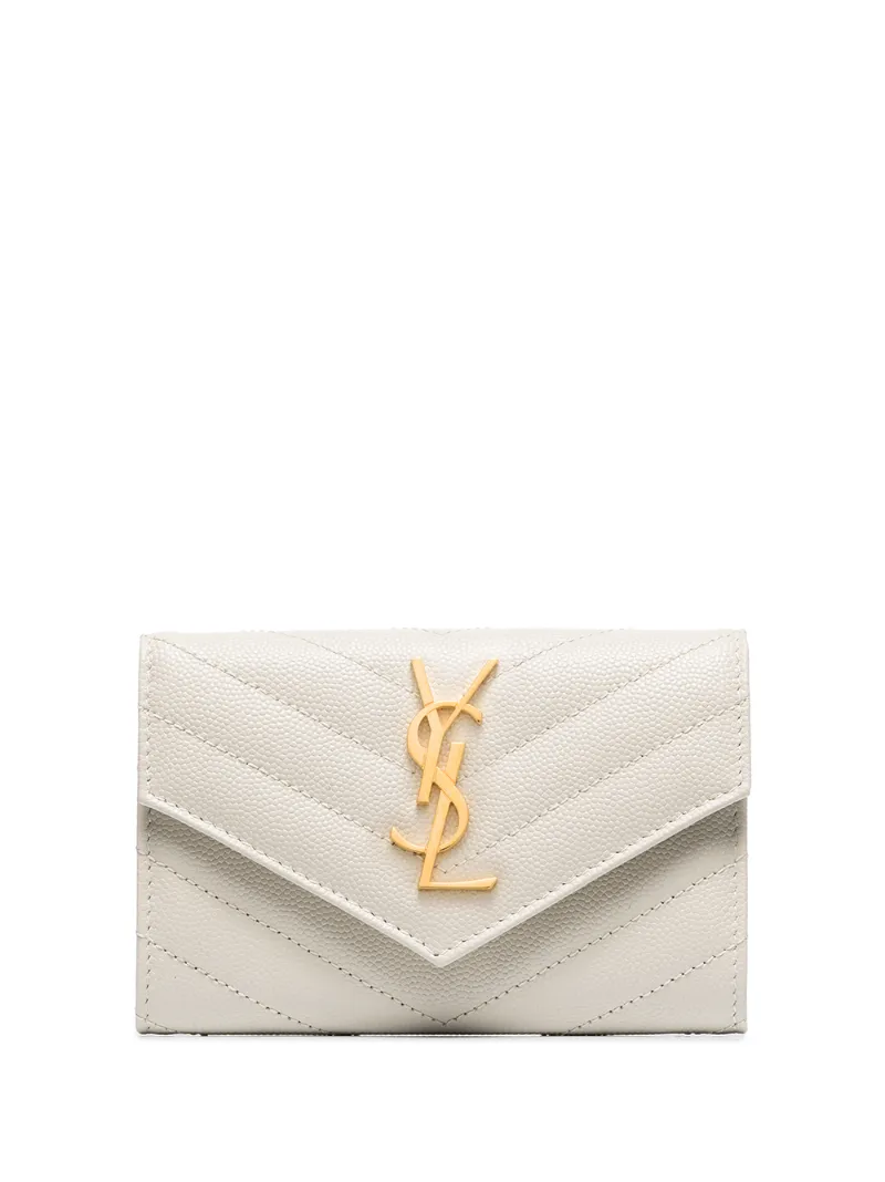 Saint Laurent Small Quilted Envelope Wallet In White