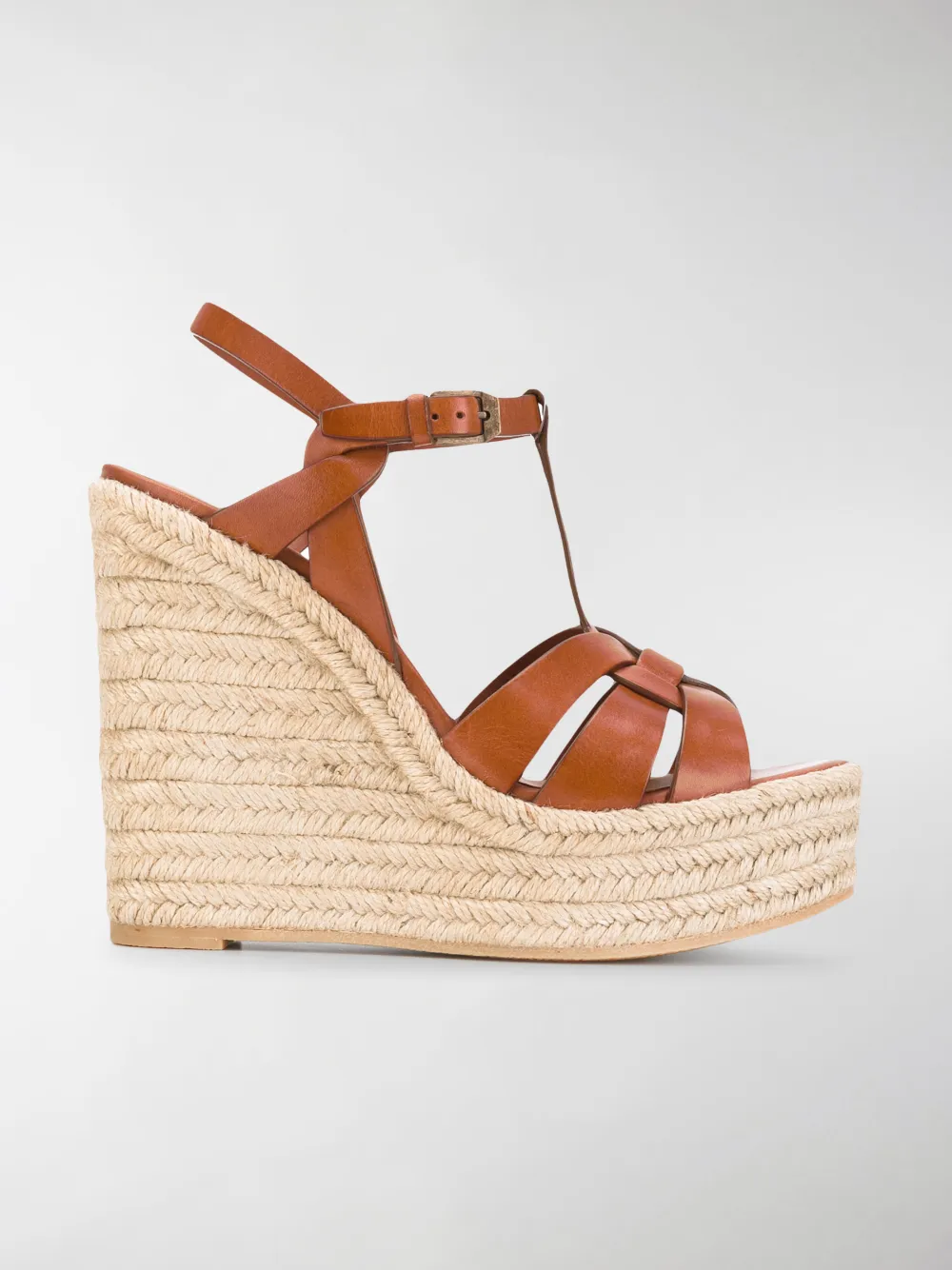 SAINT LAURENT T-STRAP 85MM ESPADRILLE WEDGE SANDALS,14807584