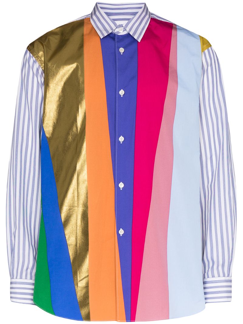 Shop Comme Des Garçons Shirt Hemd Mit Regenbogenstreifen In Blue