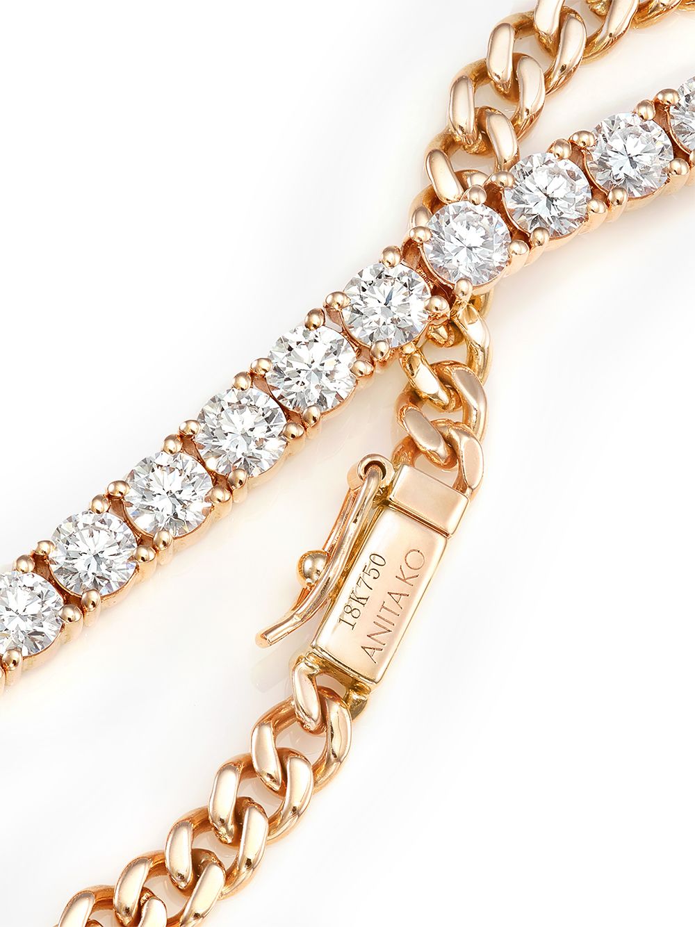 фото Anita ko 18kt rose gold diamond cuban link bracelet