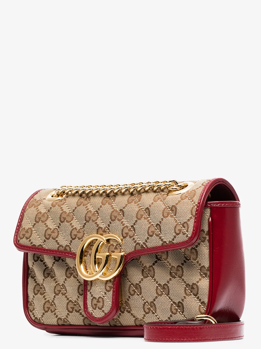 GUCCI RED GG MARMONT MINI SHOULDER BAG,446744HVKEG14807674