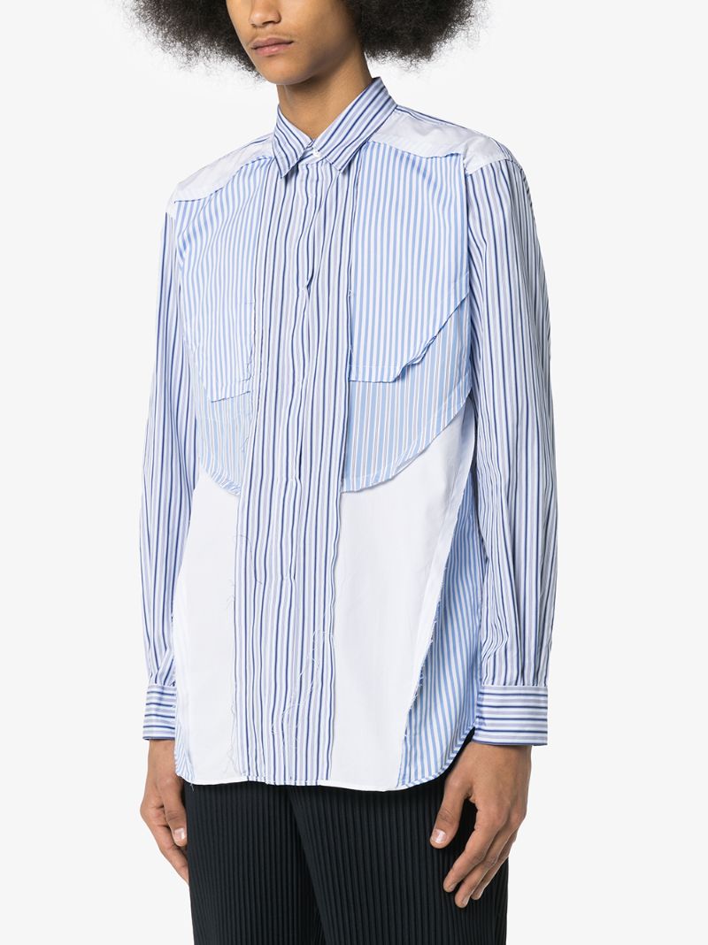 Shop Comme Des Garçons Shirt Striped Inside-out Look Shirt In Blue