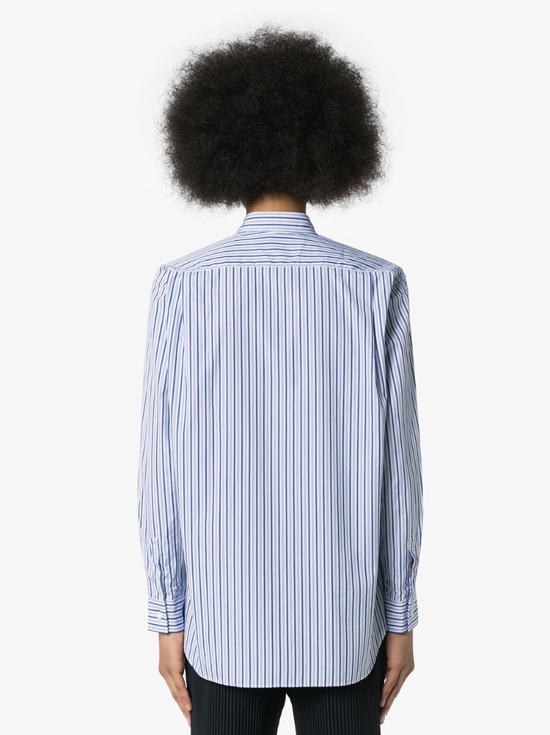 Shop Comme Des Garçons Shirt Striped Inside-out Look Shirt In Blue