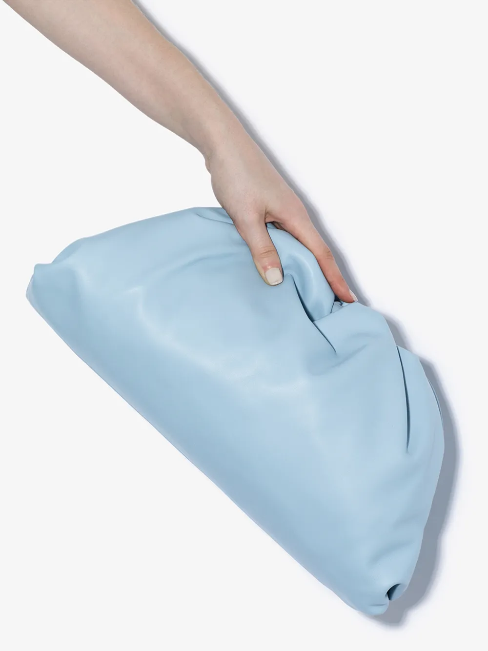 BOTTEGA VENETA BOTTEGA VENETA LIGHT BLUE THE POUCH LEATHER CLUTCH BAG,576227VCP4014807753