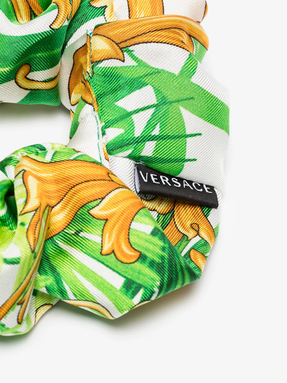 VERSACE GREEN BAROQUE PRINT SILK SCRUNCHIE,IELA002A23475814807832
