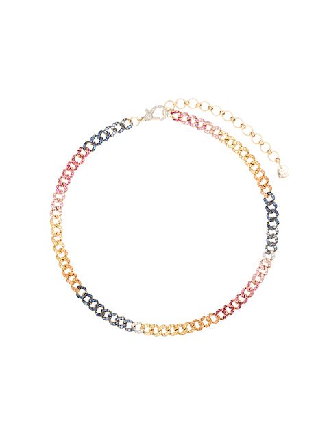 SHAY 18kt yellow gold Rainbow crystal link chain choker