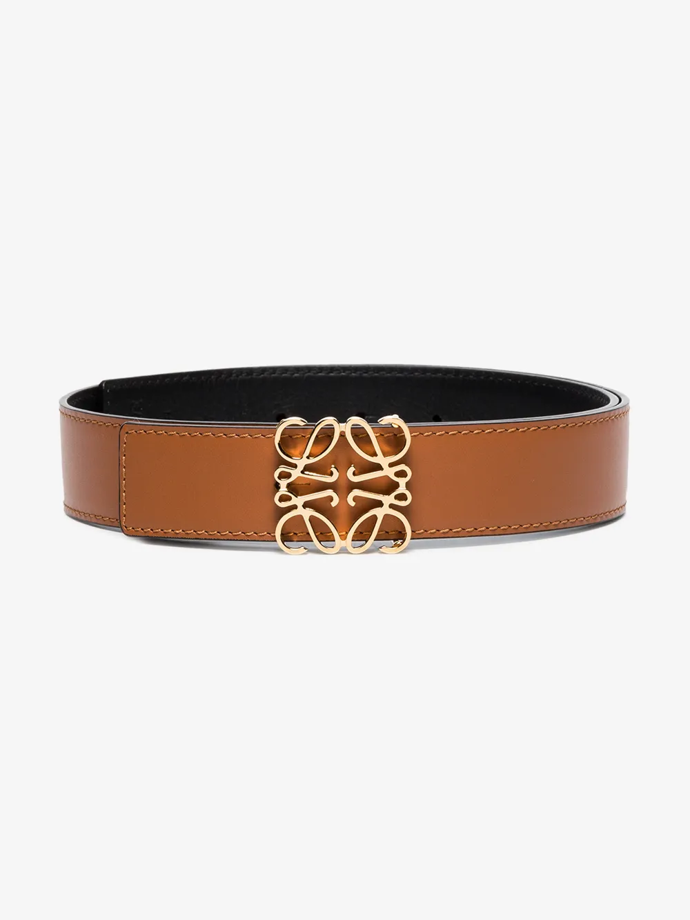 LOEWE BROWN ANAGRAM LOGO LEATHER BELT,5150101114807923