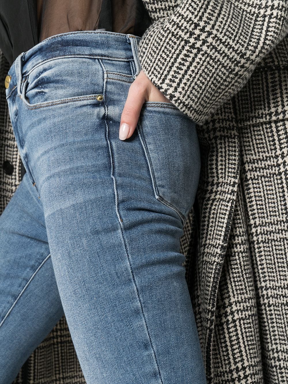 фото Frame джинсы скинни le high с бахромой