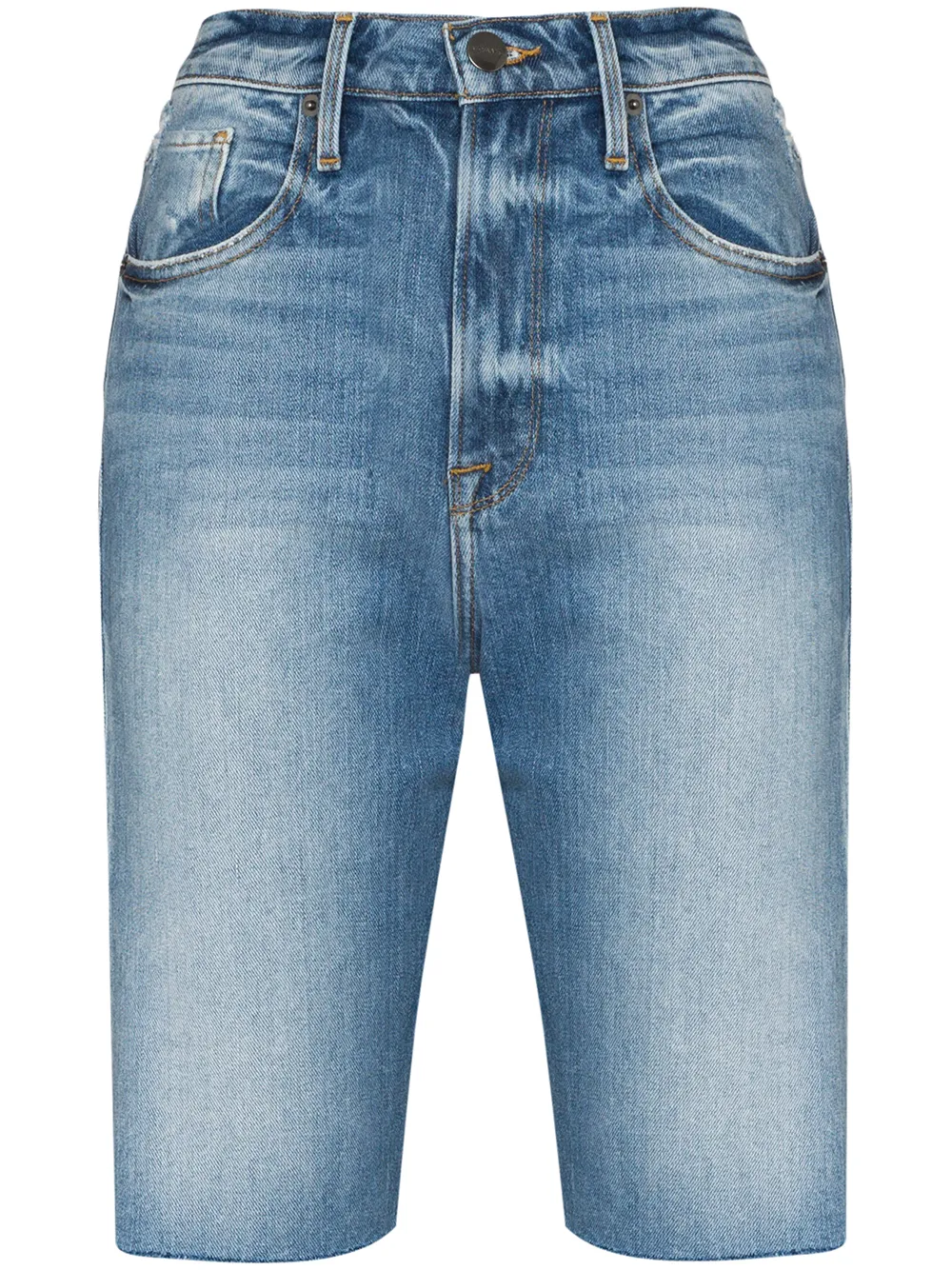 FRAME LE VINTAGE BERMUDA DISTRESSED DENIM SHORTS