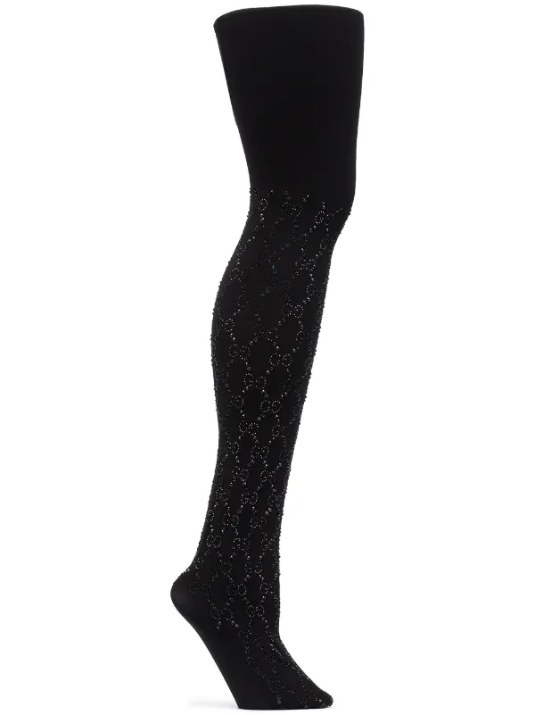 Gucci Crystal Gg Tights Farfetch