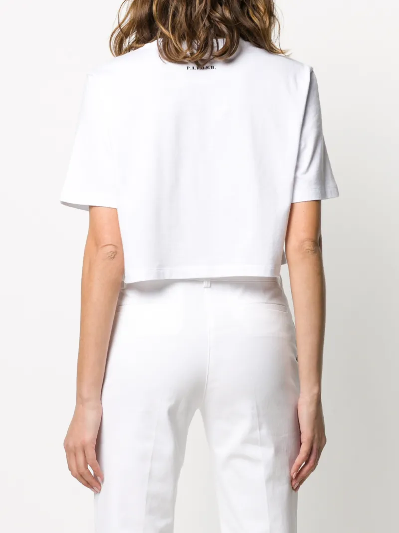 P.A.R.O.S.H. GRAPHIC PRINT CROPPED COTTON T-SHIRT