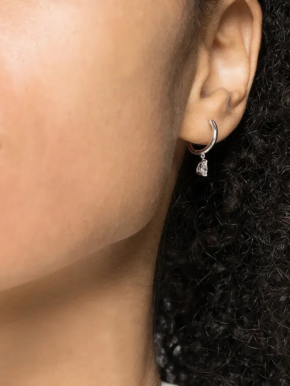 Anita Ko 18kt Gold Diamond Hoop Earring in Silver, view 2