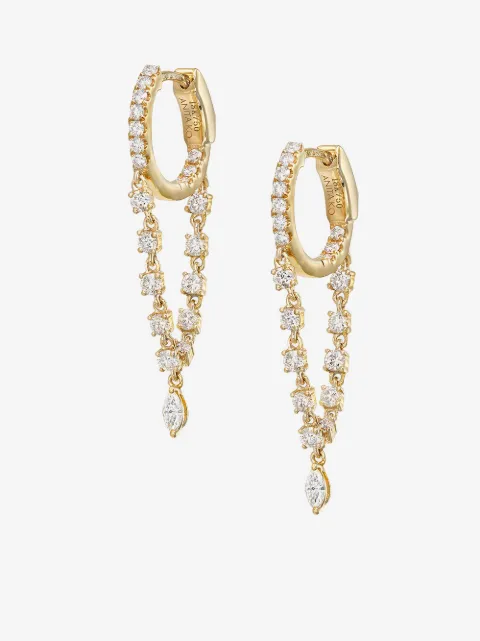 Anita Ko 18kt yellow gold Sienna diamond drop huggie hoop earrings
