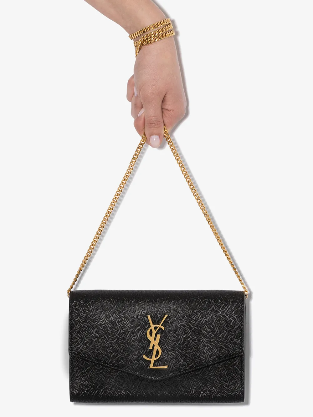 Saint Laurent Black Logo Leather Shoulder Bag In Black