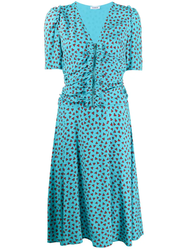 heart print midi dress