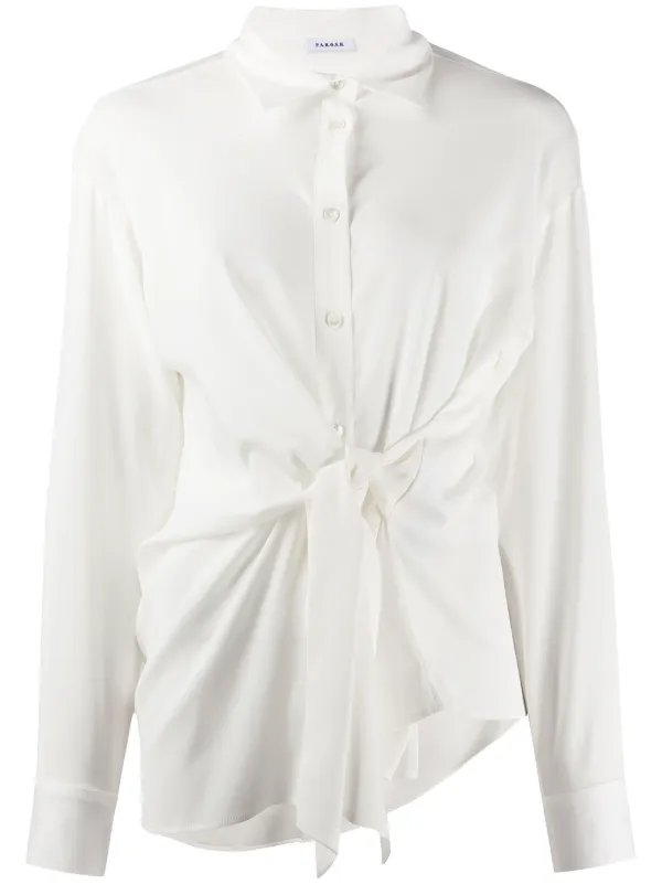 white tie waist shirt