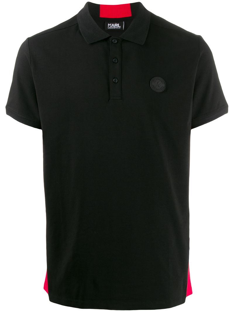 Karl Lagerfeld Contrasting Side Panel Polo Shirt In Black