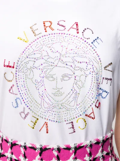 Versace Medusa rhinestone logo T-shirt white | MODES