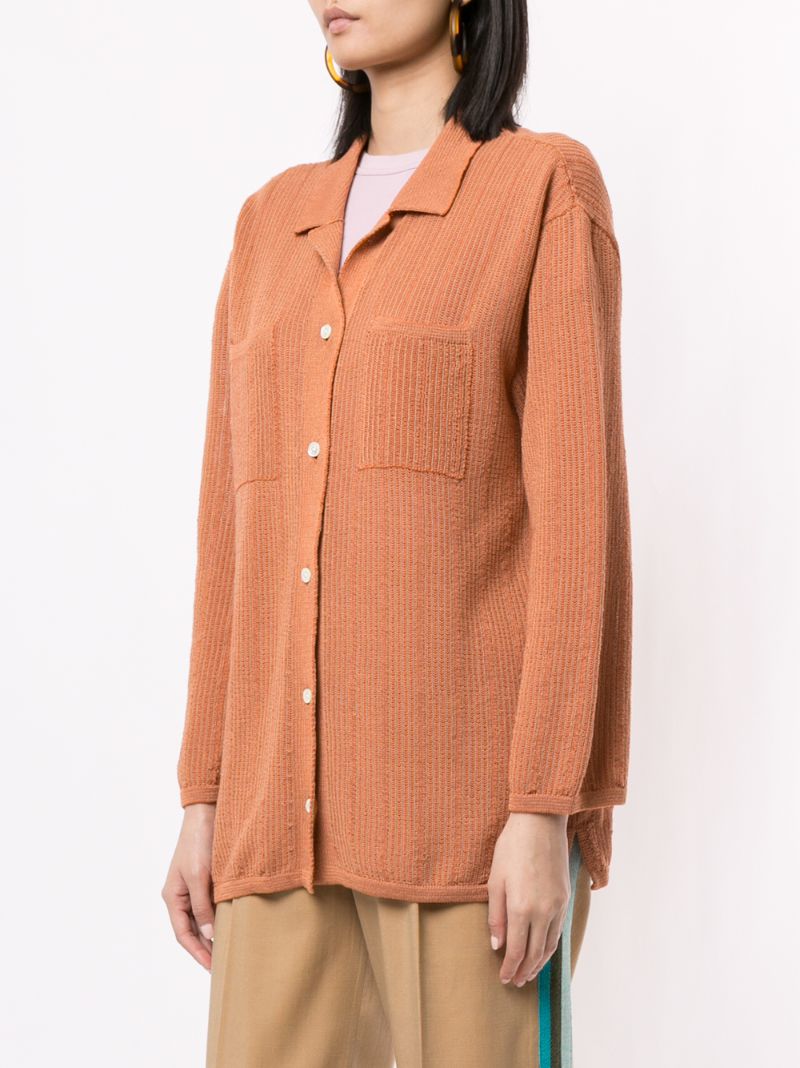 Shop Coohem Knitted Paper Yarn Shirt In Brown