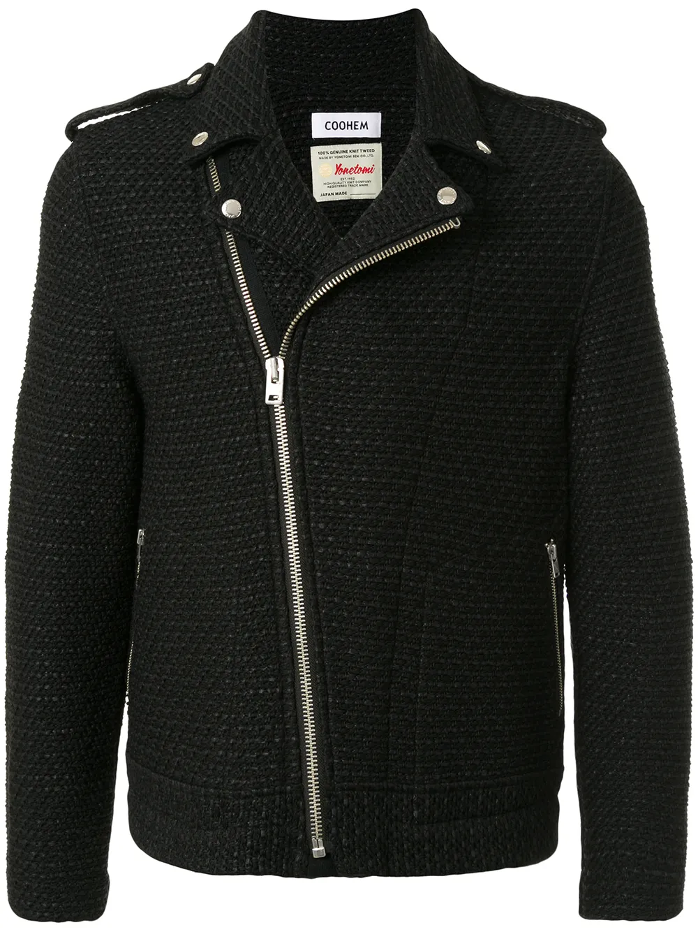 Coohem Tweed Biker Jacket In Black